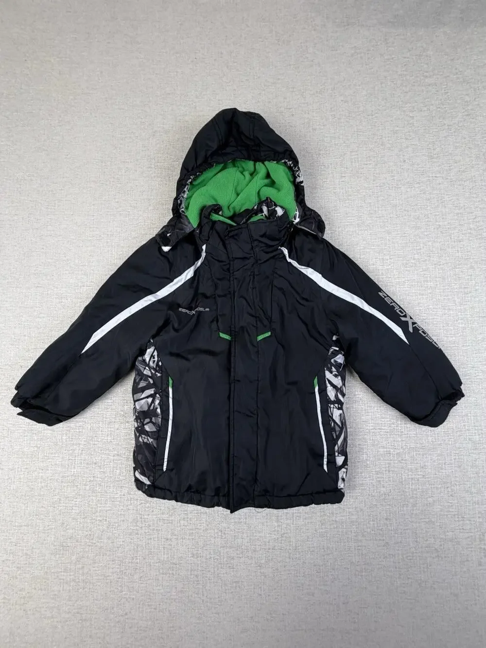 ZeroXposure Boys Soft Shell Jacket Size L 7 Black Sherpa Lined Hooded Coat